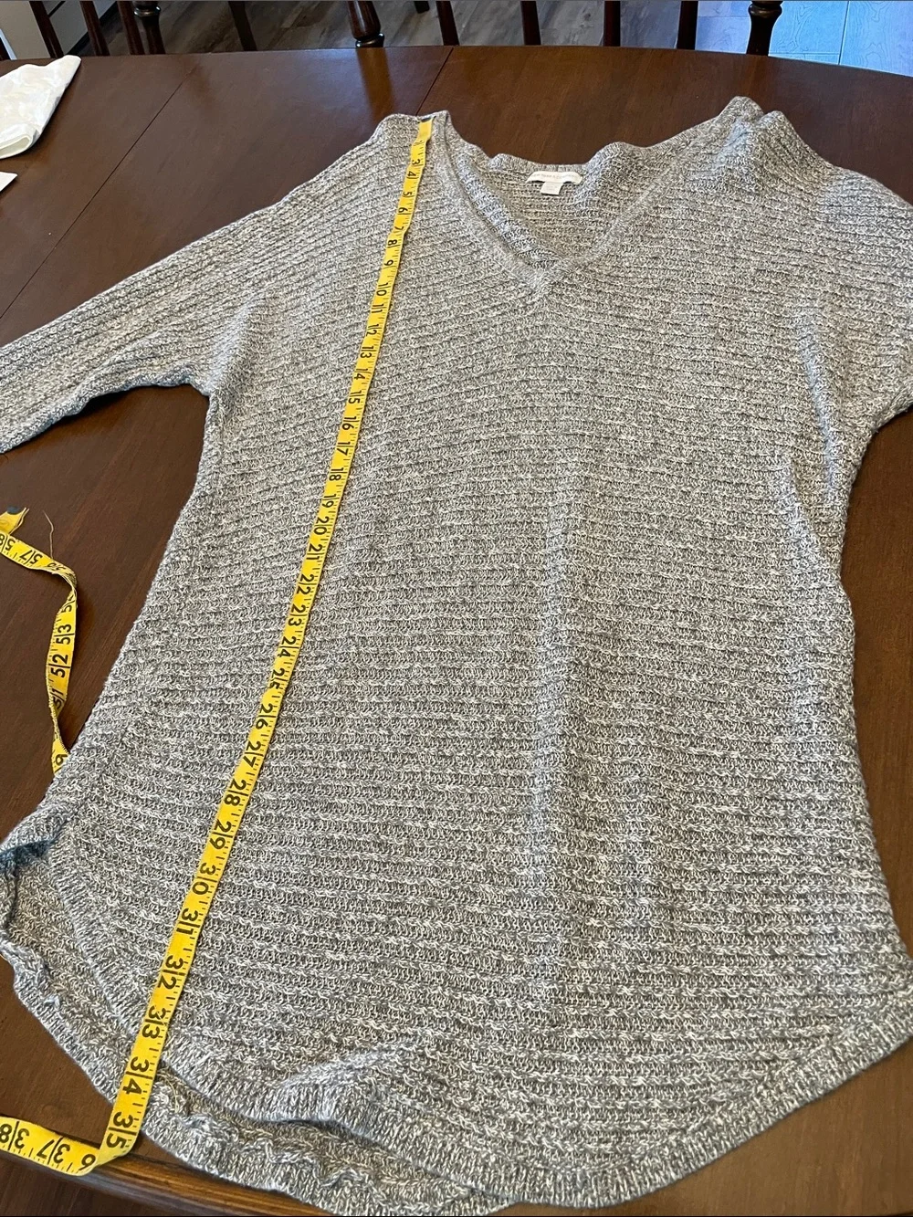 New York & Company gray Openwork Knit Pullover